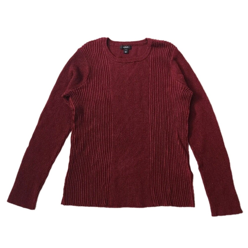 Alfani Women’s Red Crewneck Sweater Size Medium Metallic Excellent Condition